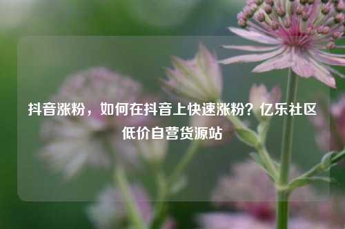 抖音涨粉，如何在抖音上快速涨粉？亿乐社区低价自营货源站  第1张
