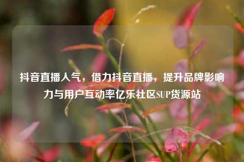 抖音直播人气，借力抖音直播，提升品牌影响力与用户互动率亿乐社区SUP货源站  第1张