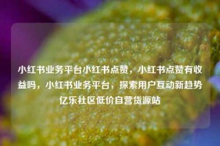 小红书业务平台小红书点赞，小红书点赞有收益吗，小红书业务平台，探索用户互动新趋势亿乐社区低价自营货源站