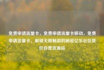 免费申请流量卡，免费申请流量卡移动，免费申请流量卡，解锁无限畅游的秘密亿乐社区低价自营货源站