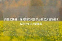 抖音买粉丝，如何利用抖音平台购买大量粉丝？亿乐社区SUP货源站