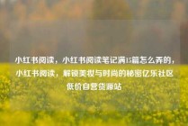 小红书阅读，小红书阅读笔记满15篇怎么弄的，小红书阅读，解锁美妆与时尚的秘密亿乐社区低价自营货源站