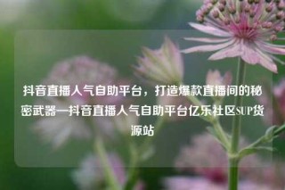 抖音直播人气自助平台，打造爆款直播间的秘密武器—抖音直播人气自助平台亿乐社区SUP货源站