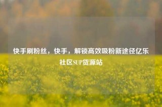快手刷粉丝，快手，解锁高效吸粉新途径亿乐社区SUP货源站