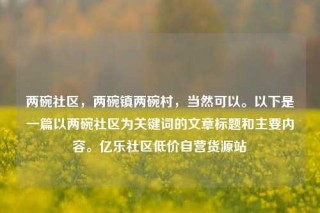 两碗社区，两碗镇两碗村，当然可以。以下是一篇以两碗社区为关键词的文章标题和主要内容。亿乐社区低价自营货源站