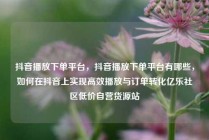 抖音播放下单平台，抖音播放下单平台有哪些，如何在抖音上实现高效播放与订单转化亿乐社区低价自营货源站