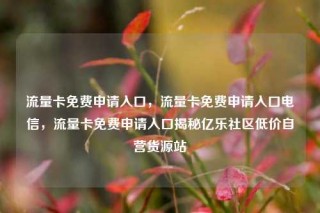 流量卡免费申请入口，流量卡免费申请入口电信，流量卡免费申请入口揭秘亿乐社区低价自营货源站